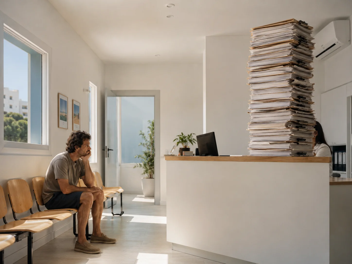 Sa sala d’espera amplia aforament gràcies a una nova torre de papers